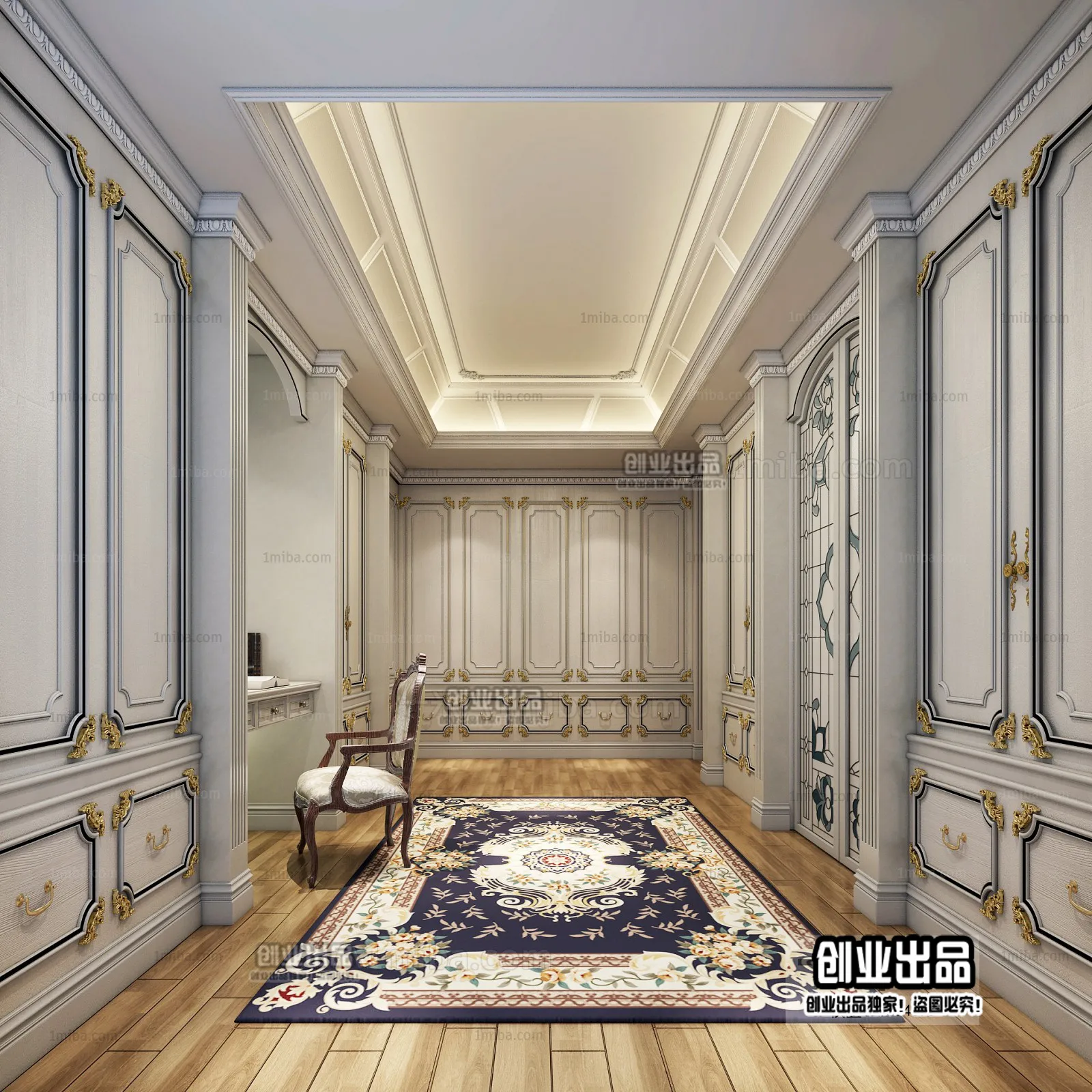 Dressing Room 3D Interior Scene – European Style – 003