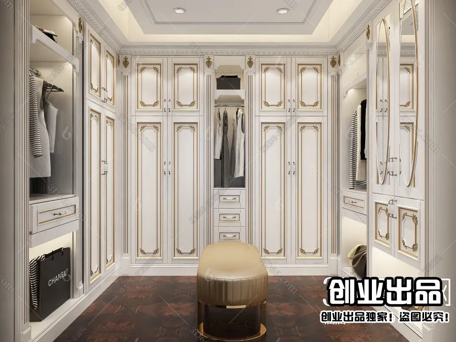 Dressing Room 3D Interior Scene – European Style – 006