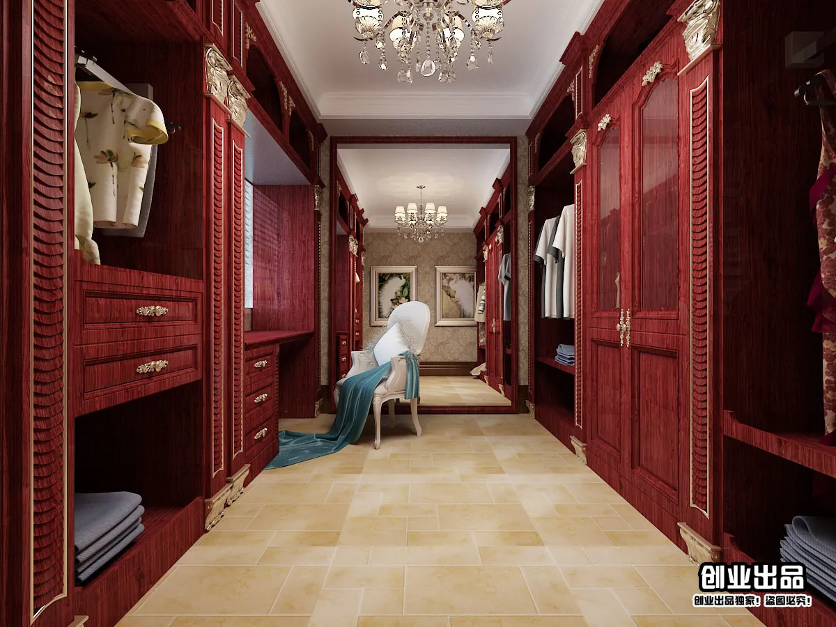 Dressing Room 3D Interior Scene – European Style – 009