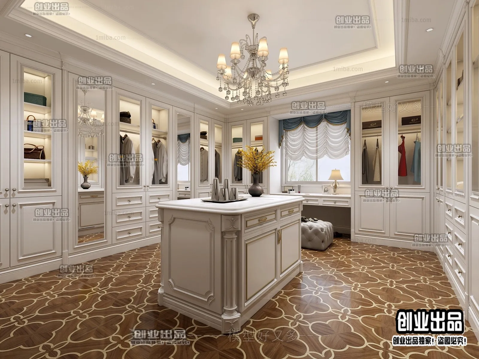 Dressing Room 3D Interior Scene – European Style – 012