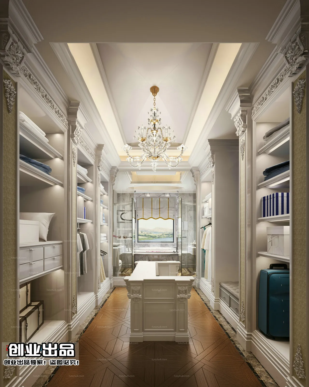 Dressing Room 3D Interior Scene – European Style – 016