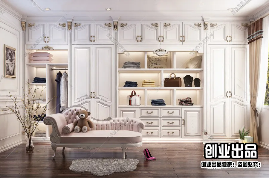 Dressing Room 3D Interior Scene – European Style – 020