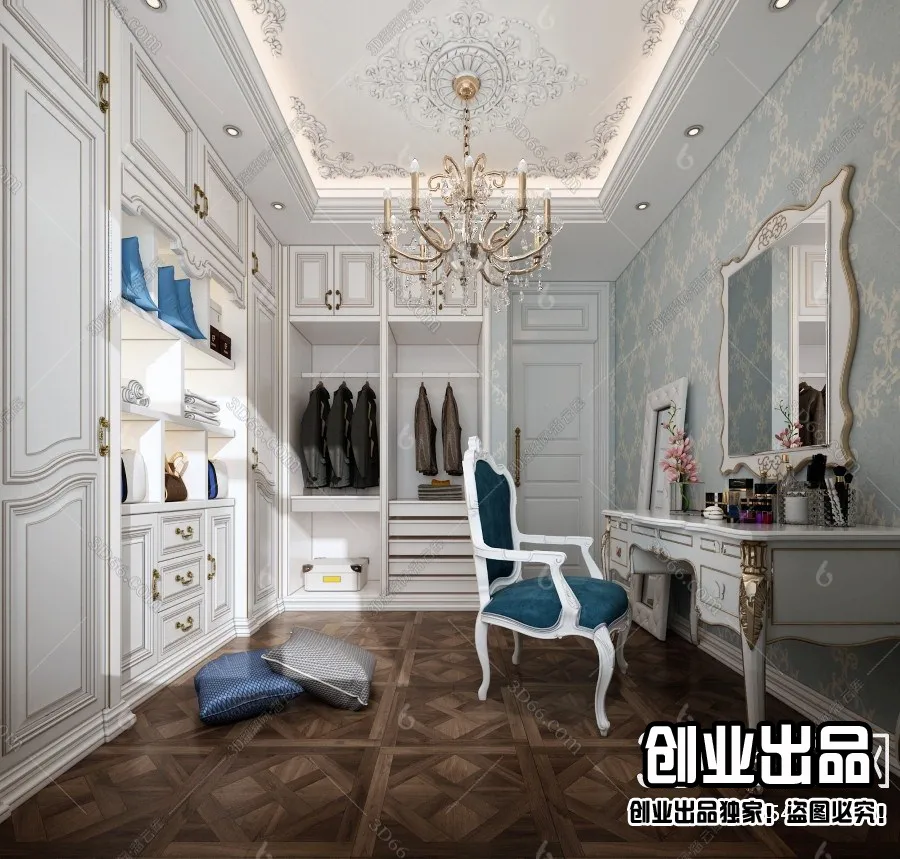 Dressing Room 3D Interior Scene – European Style – 021