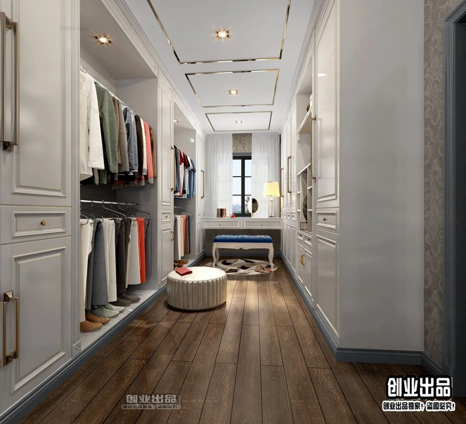 Dressing Room 3D Interior Scene – European Style – 023