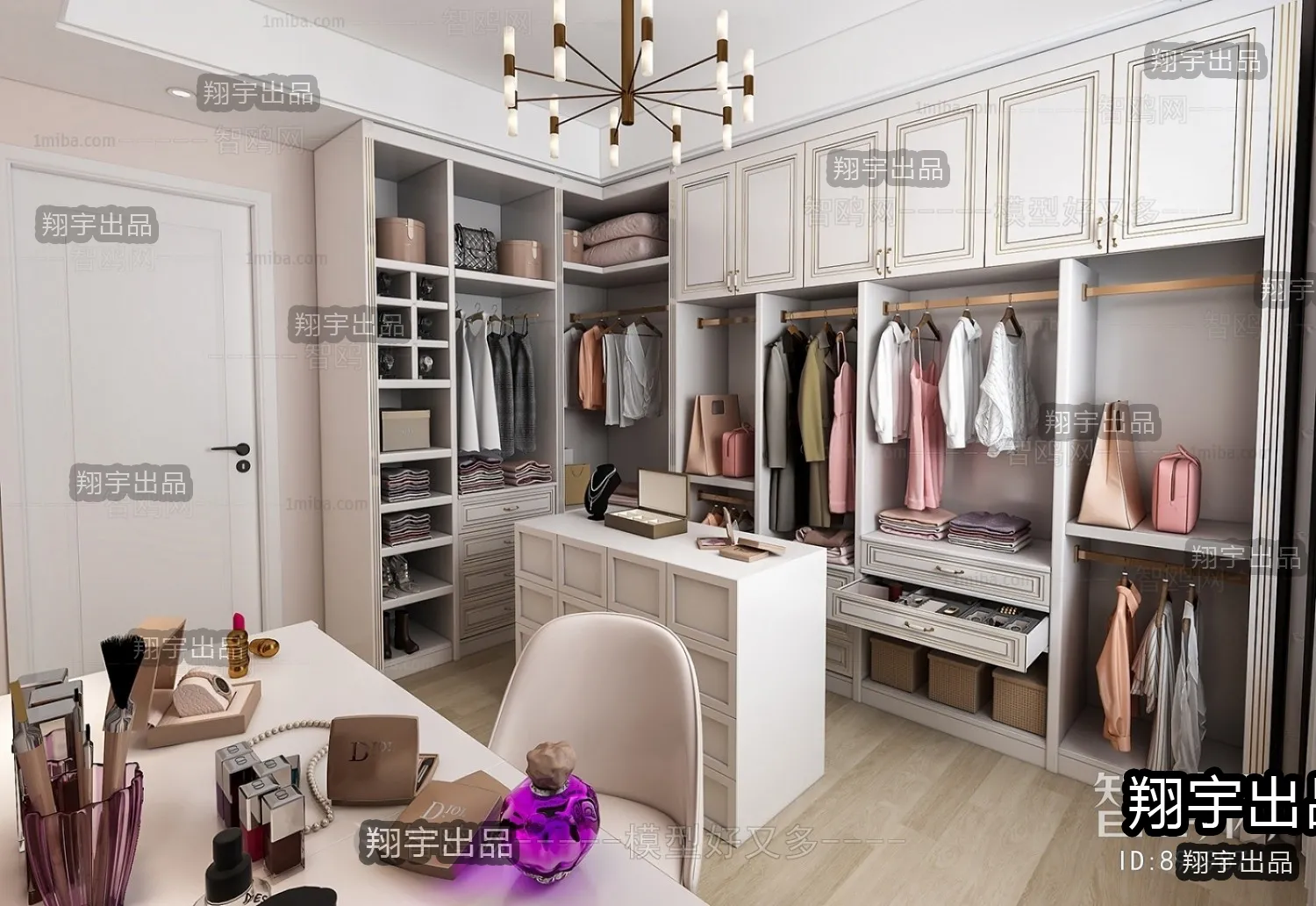 Dressing Room 3D Interior Scene – European Style – 024