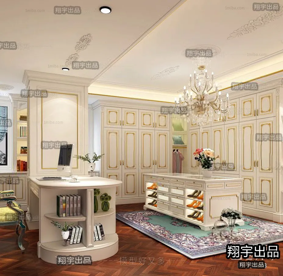 Dressing Room 3D Interior Scene – European Style – 025