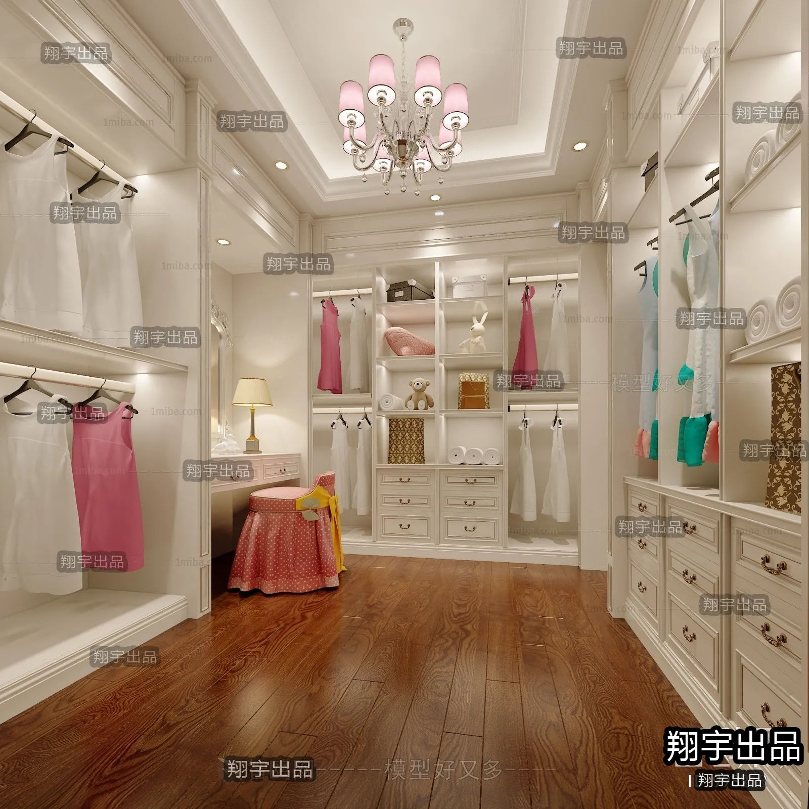 Dressing Room 3D Interior Scene – European Style – 026