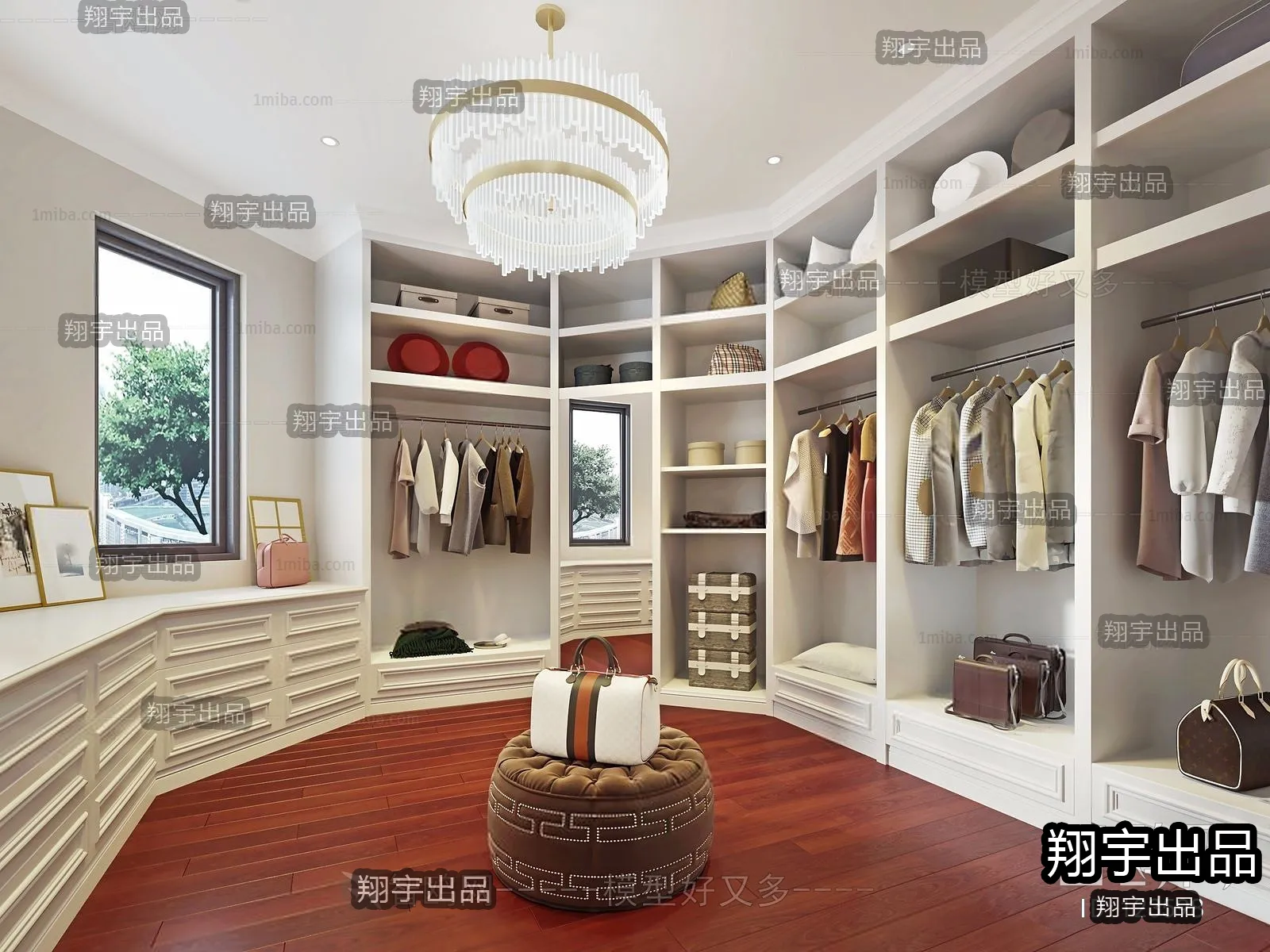 Dressing Room 3D Interior Scene – European Style – 030