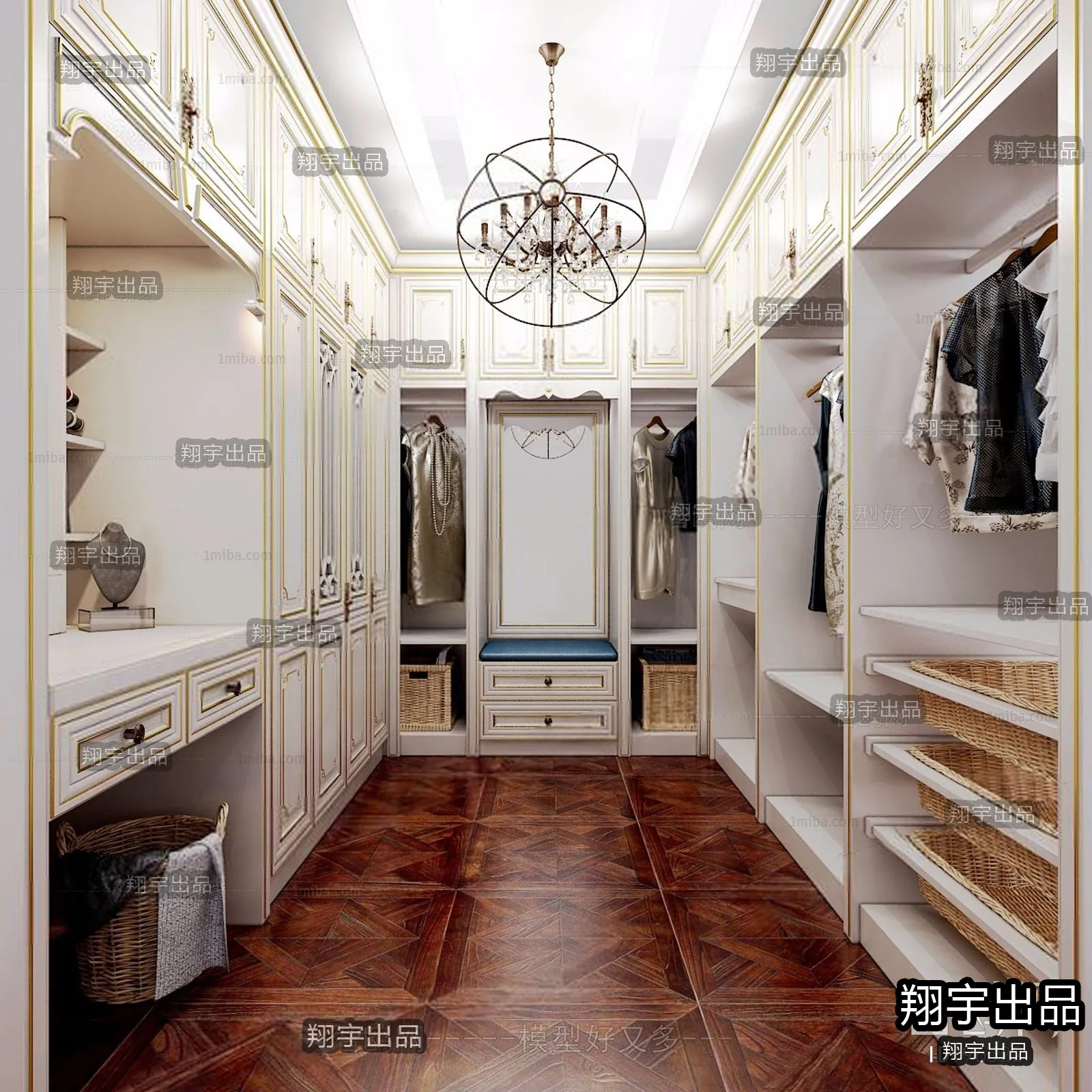 Dressing Room 3D Interior Scene – European Style – 031