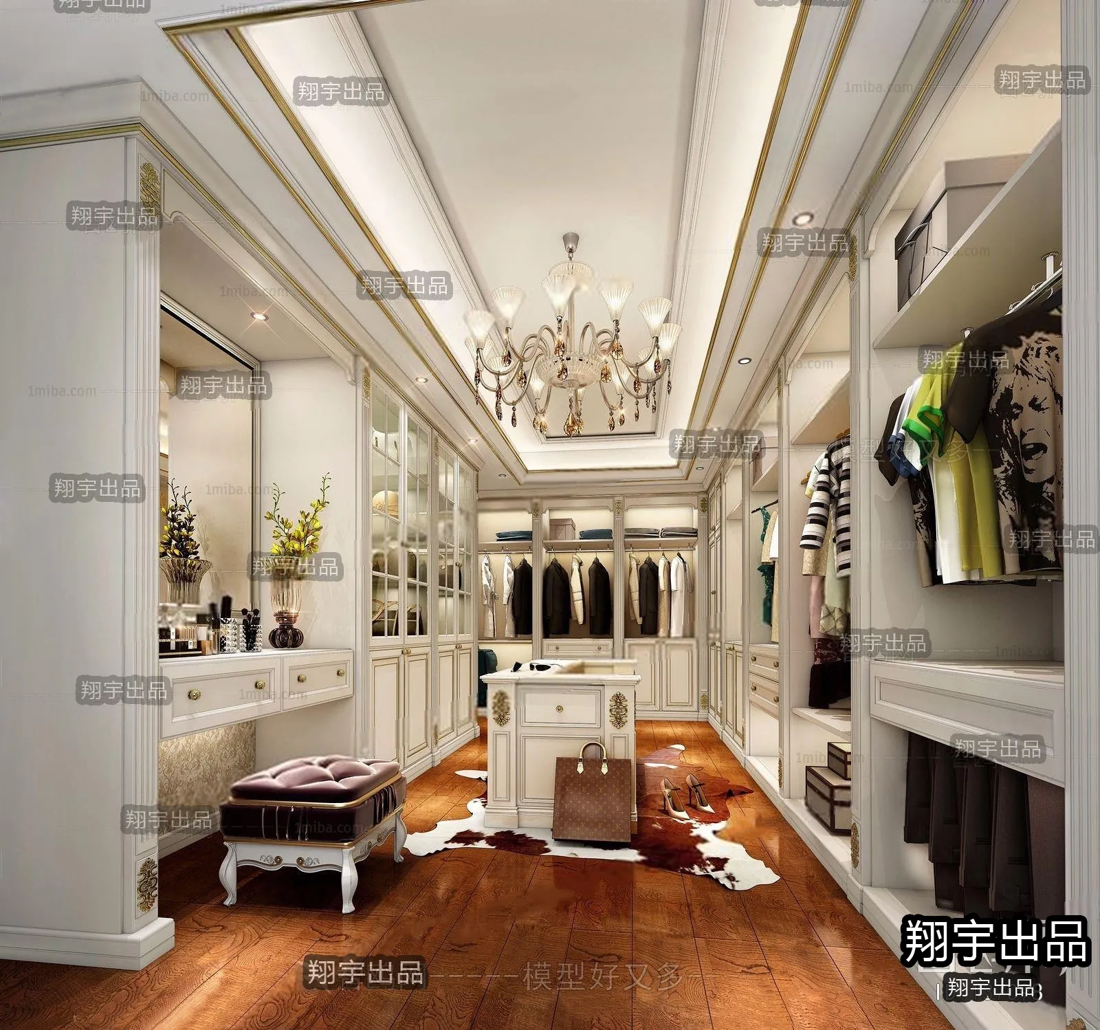 Dressing Room 3D Interior Scene – European Style – 032