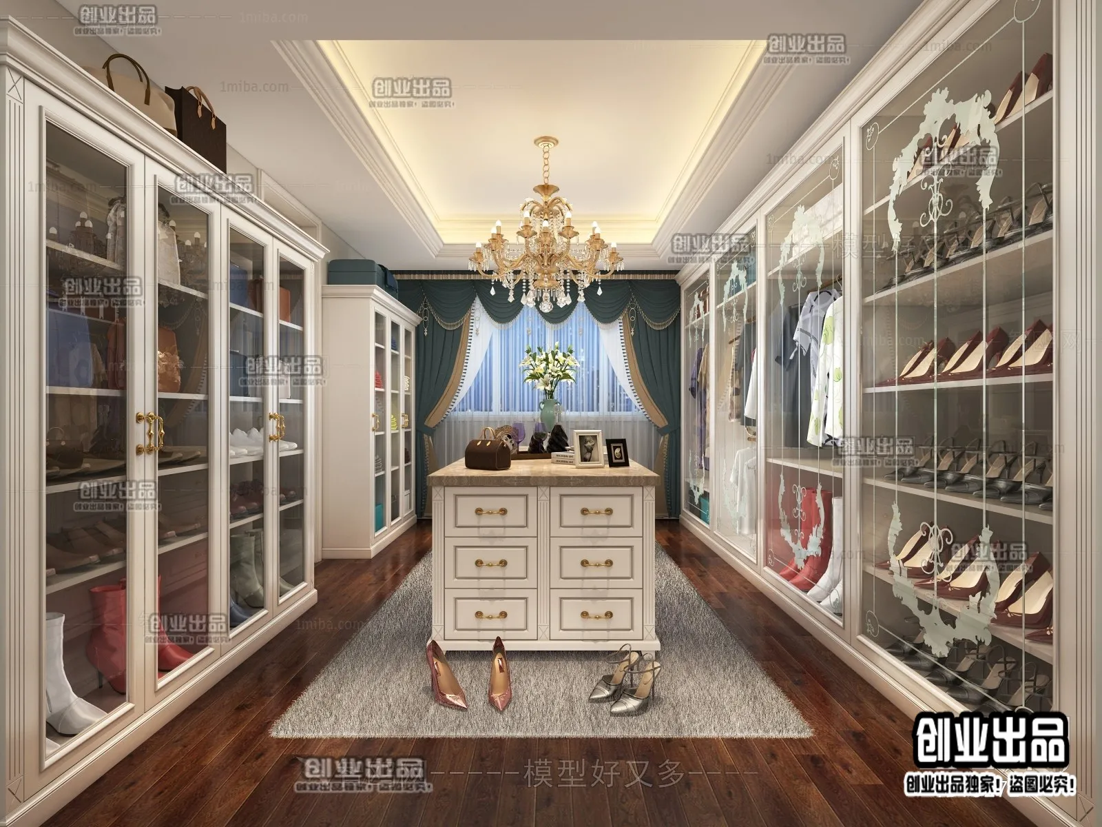 Dressing Room 3D Interior Scene – European Style – 034