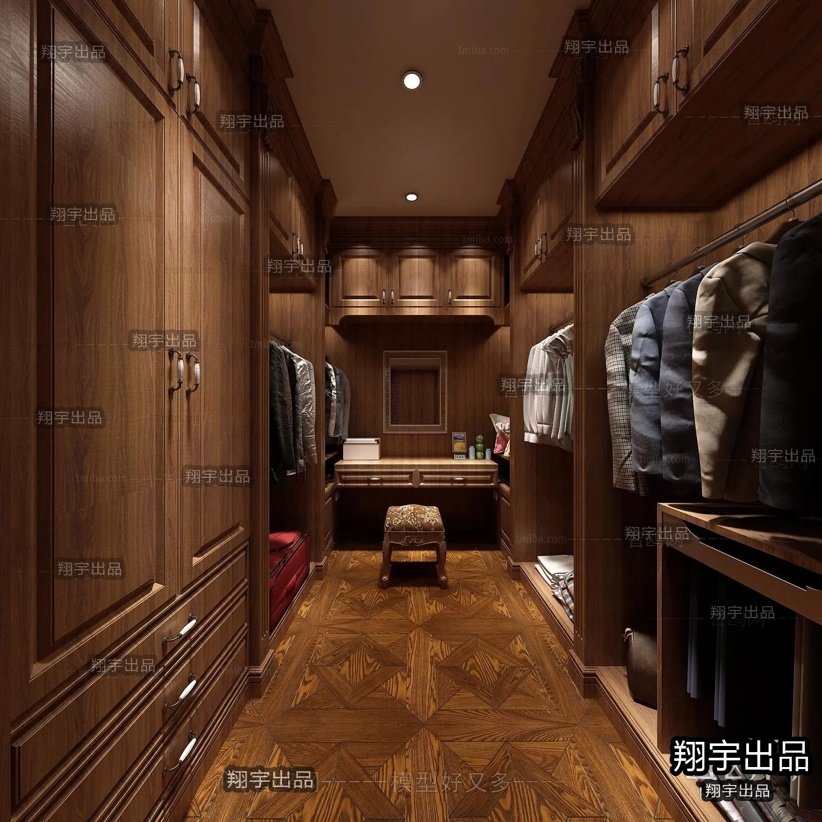 Dressing Room 3D Interior Scene – European Style – 035