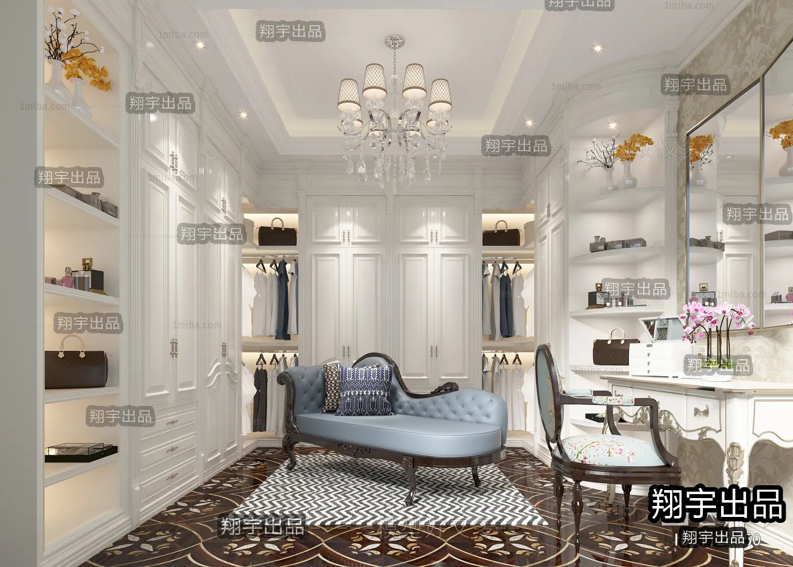 Dressing Room 3D Interior Scene – European Style – 036