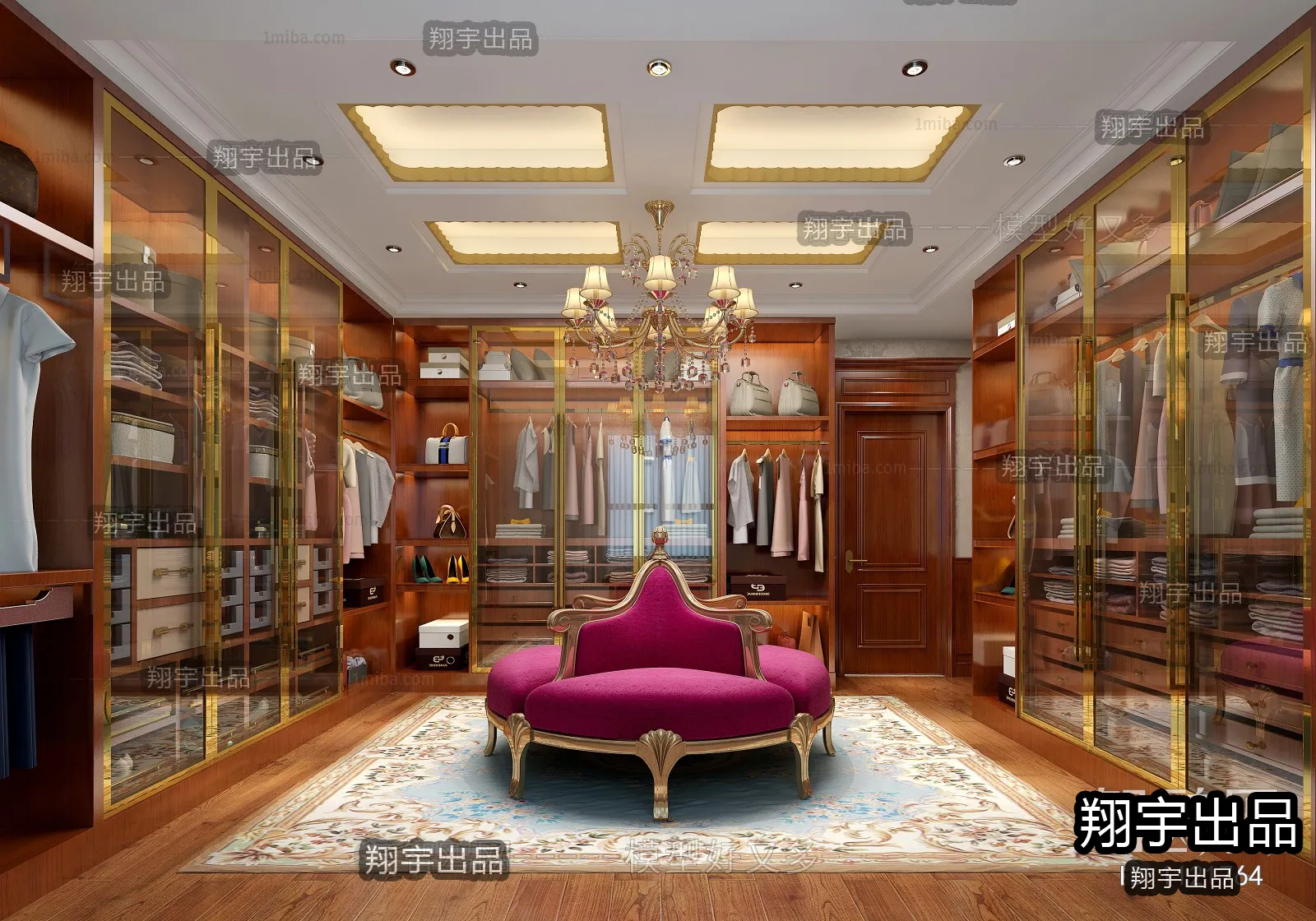 Dressing Room 3D Interior Scene – European Style – 037