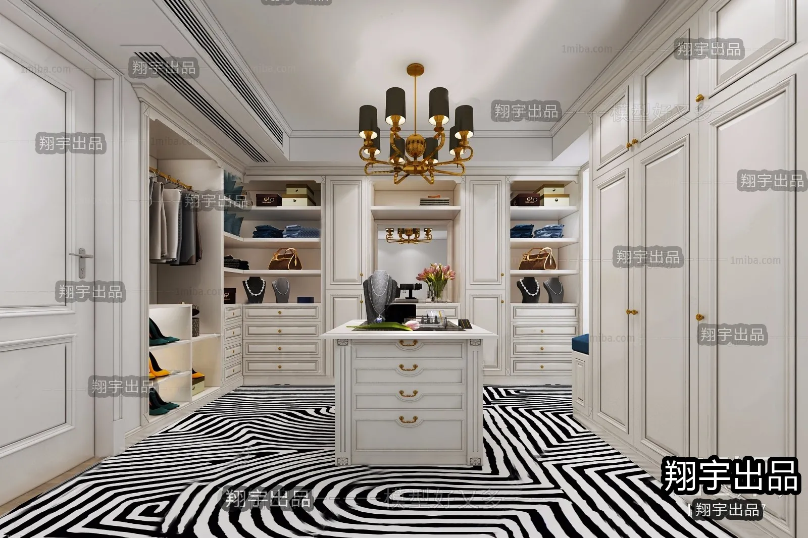 Dressing Room 3D Interior Scene – European Style – 038