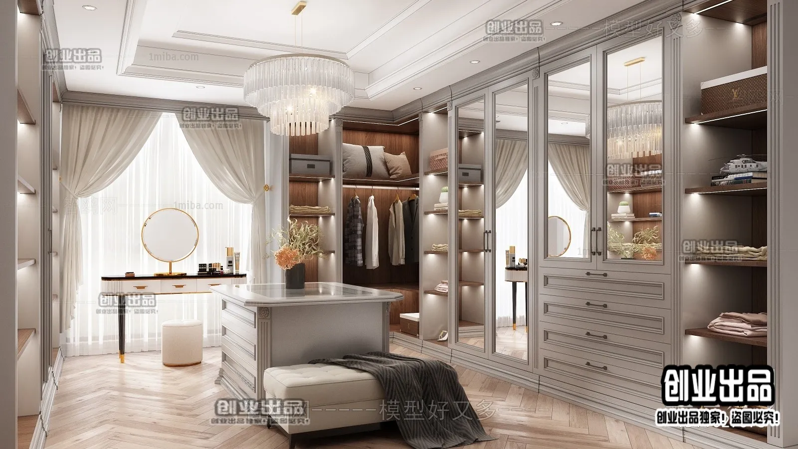 Dressing Room 3D Interior Scene – European Style – 039