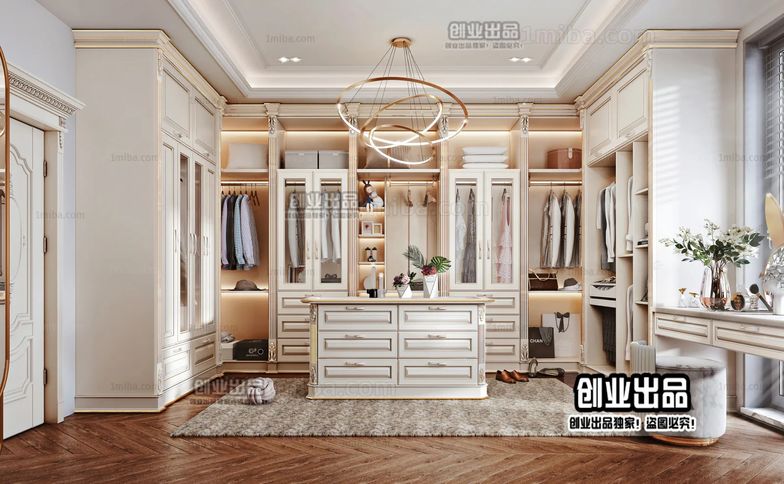 Dressing Room 3D Interior Scene – European Style – 040