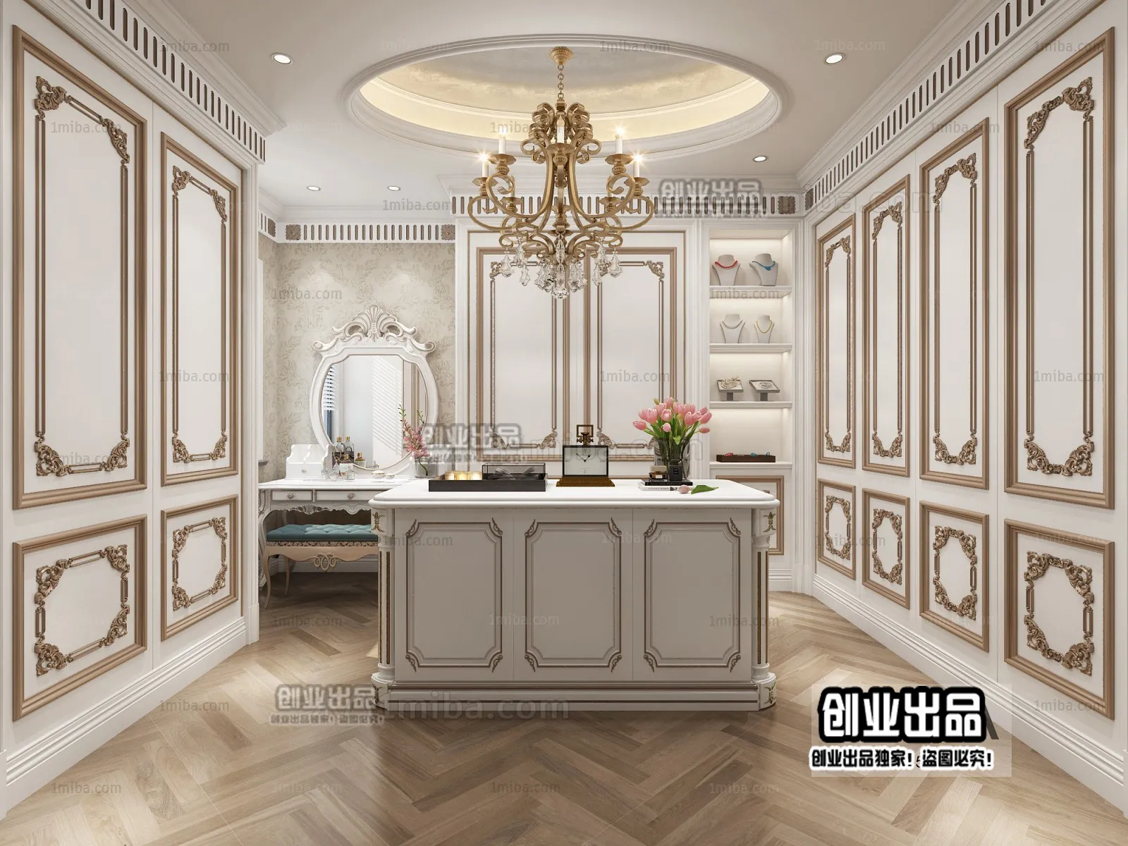 Dressing Room 3D Interior Scene – European Style – 041