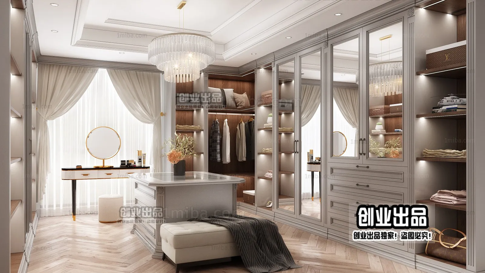 Dressing Room 3D Interior Scene – European Style – 042