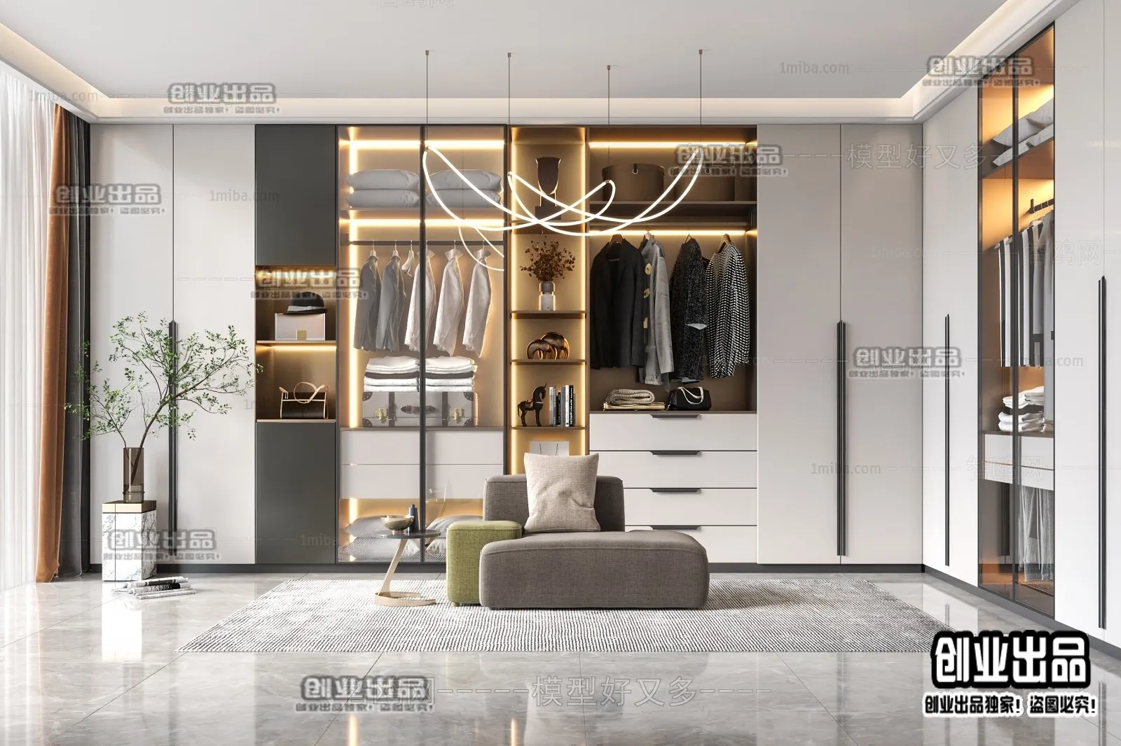 Dressing Room 3D Interior Scene – Modern Style – 002