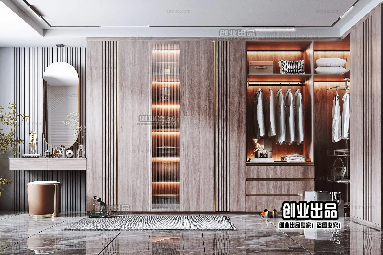 Dressing Room 3D Interior Scene – Modern Style – 004