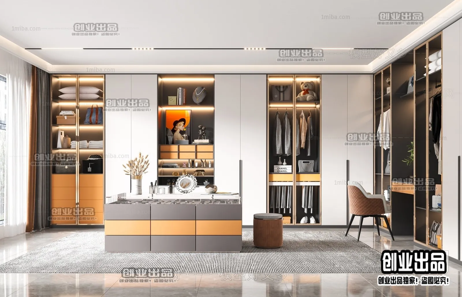 Dressing Room 3D Interior Scene – Modern Style – 023