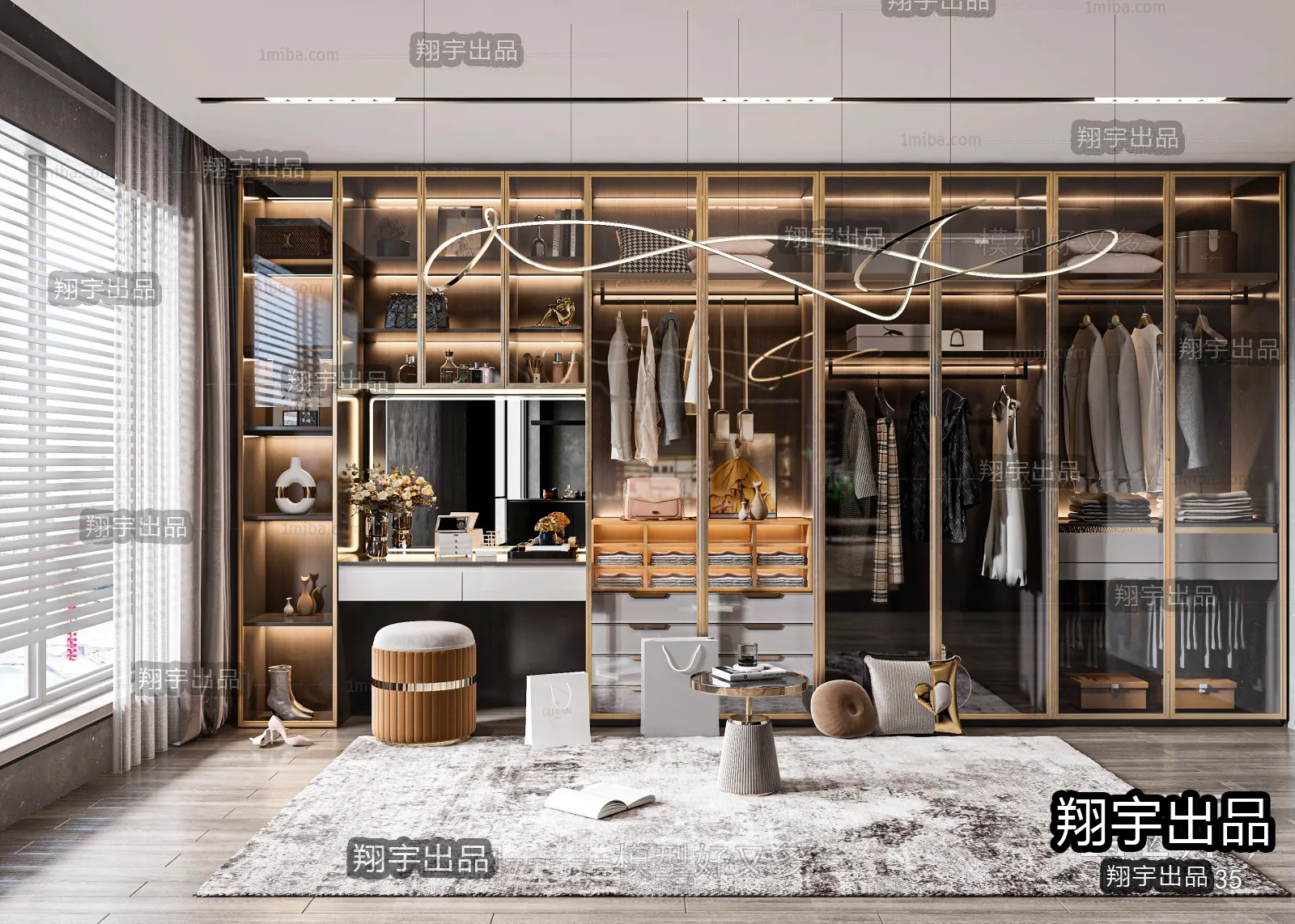 Dressing Room 3D Interior Scene – Modern Style – 032