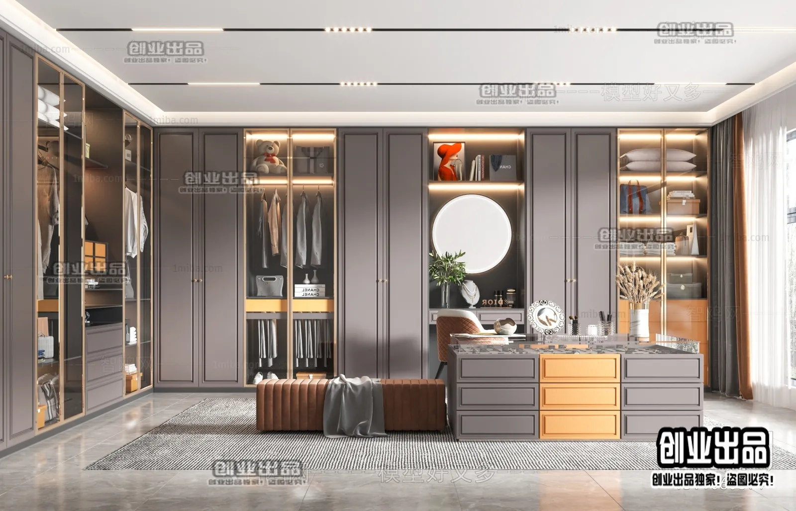 Dressing Room 3D Interior Scene – Modern Style – 045