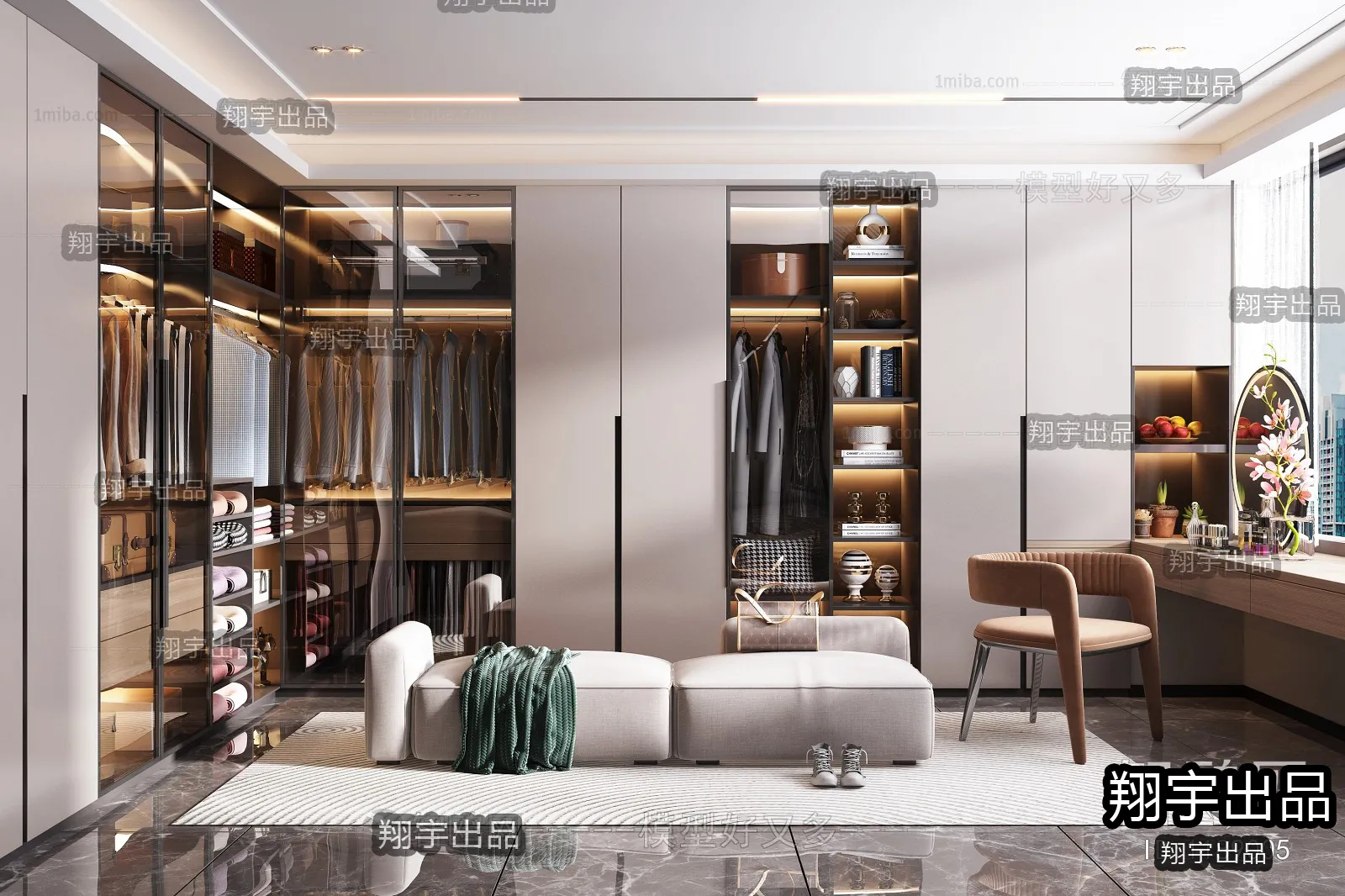 Dressing Room 3D Interior Scene – Modern Style – 046