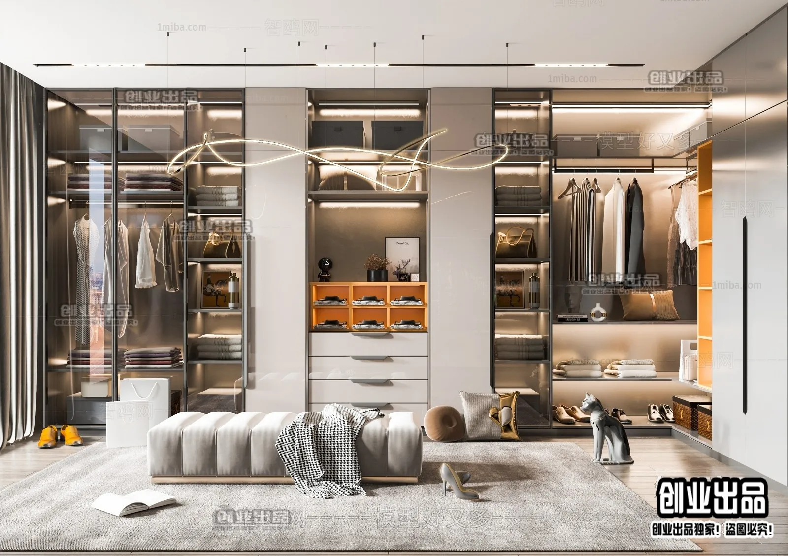 Dressing Room 3D Interior Scene – Modern Style – 049