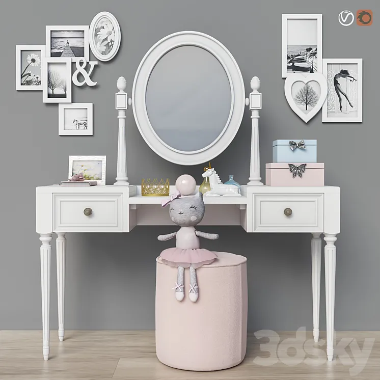 Dressing table (2 options for children for adults) set 19 3DS Max