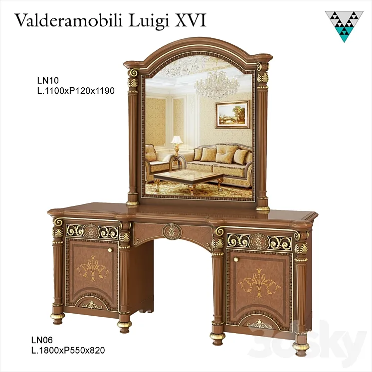 Dressing table and mirror Valderamobili Luigi XVI 3DS Max