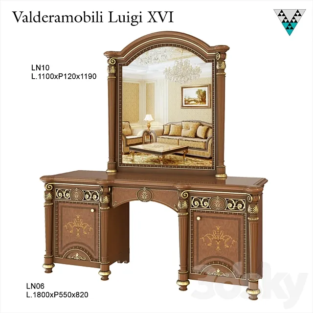 Dressing table and mirror Valderamobili Luigi XVI 3DSMax File
