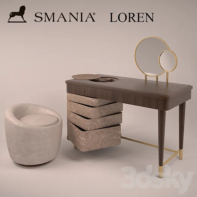 Dressing table and poof SMANIA Loren 3ds Max