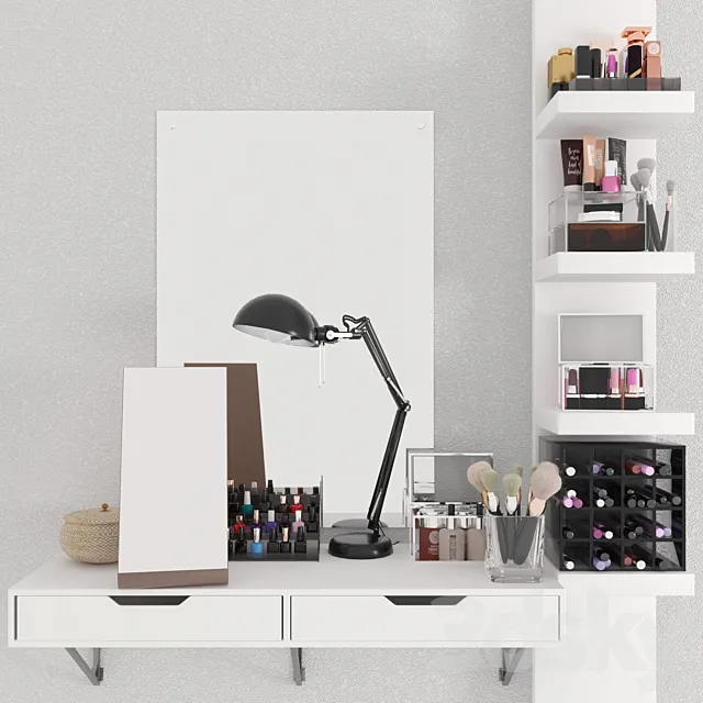 Dressing table with make-up cosmetics. Beauty saloon 3DS Max Model