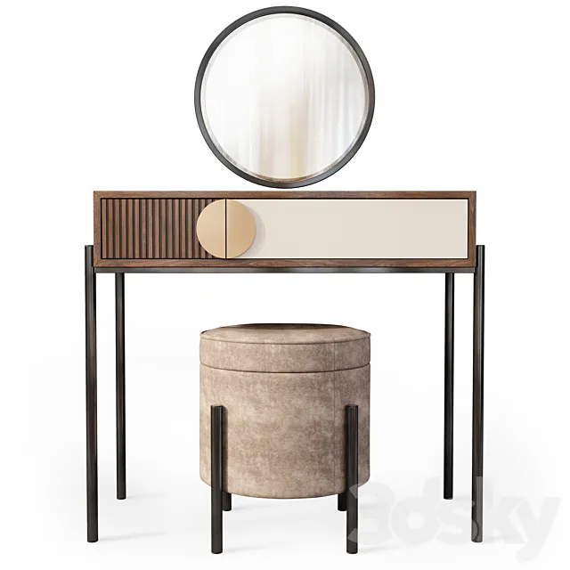 Dressing table with mirror Bergamo Wooden Kors 3ds Max