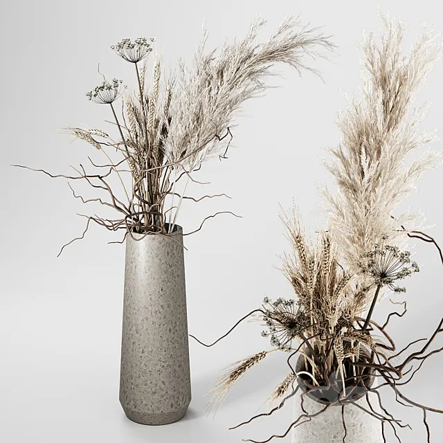 Dried Plants Bouquet in Vase 3ds Max