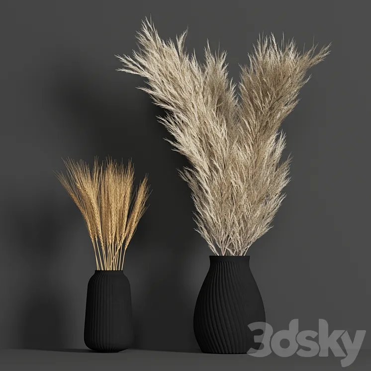 Dried Wheat and Pampas grass set 3DS Max