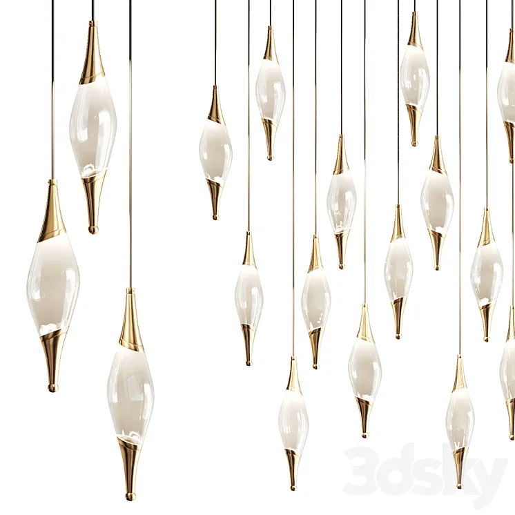 Drop pendant lamp with metal tips FAME 3DS Max