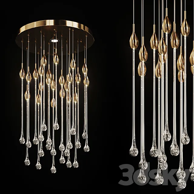 Drop shaped pendant lamp RAINY 3ds Max