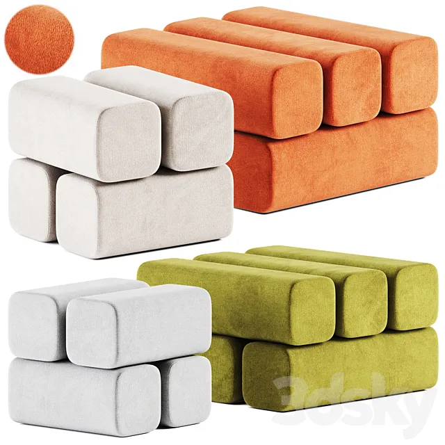 Drova Pouf 4 and 6 by Woo Furniture _ Pouf 3DS Max Model