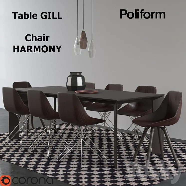 DRSet_Table GILL and Chair HARMONY 3DS Max