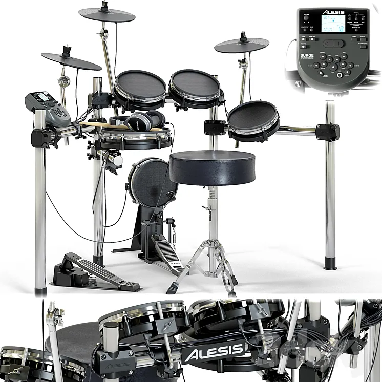 Drum set ALESIS surge mesh kit. Musical instrument 3DS Max
