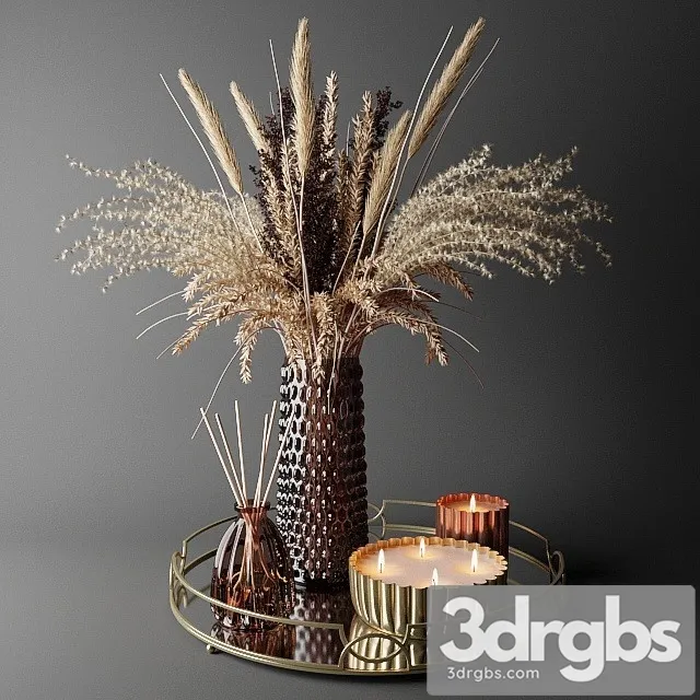 Dry Bouquet in the Decorative Vase Bouquet of Dried Flowers 3dsmax Download
