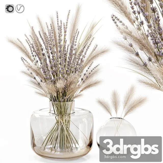 Dry Flowers in Glass Vase with Lavender 3dsmax Download