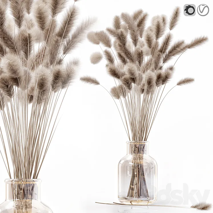 Dry flowers in modern vase 2 3DS Max Model