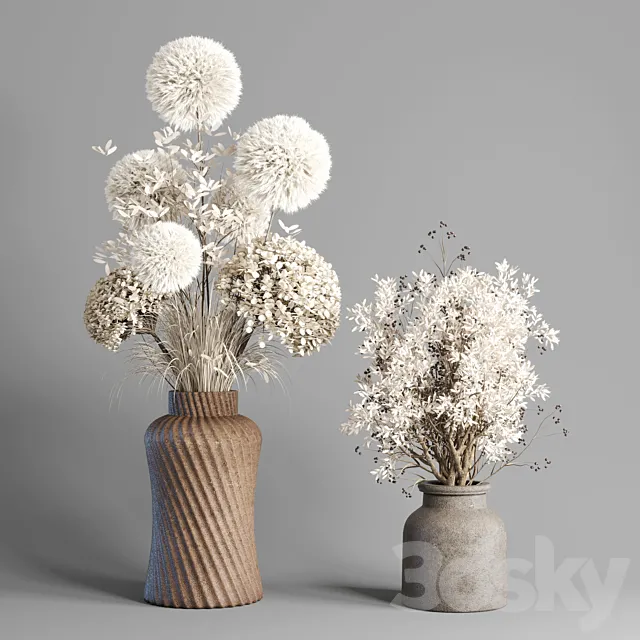 Dry Plants 25 – pampas and dried branches in a concrete vase 3DSMax File