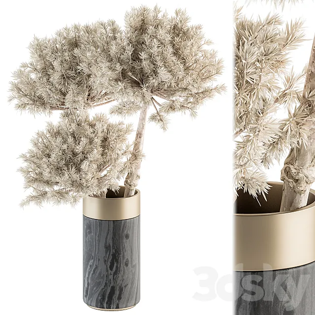 Dry plants 79 – Dried Plants in Black and Gold Vase 3DS Max Model