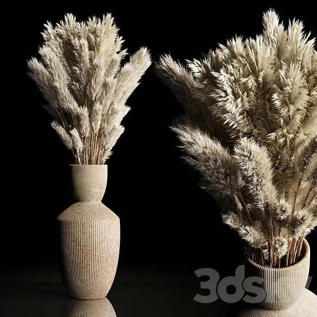 Dry Plants Bouquet Indoor concrete vase 3DSMax File
