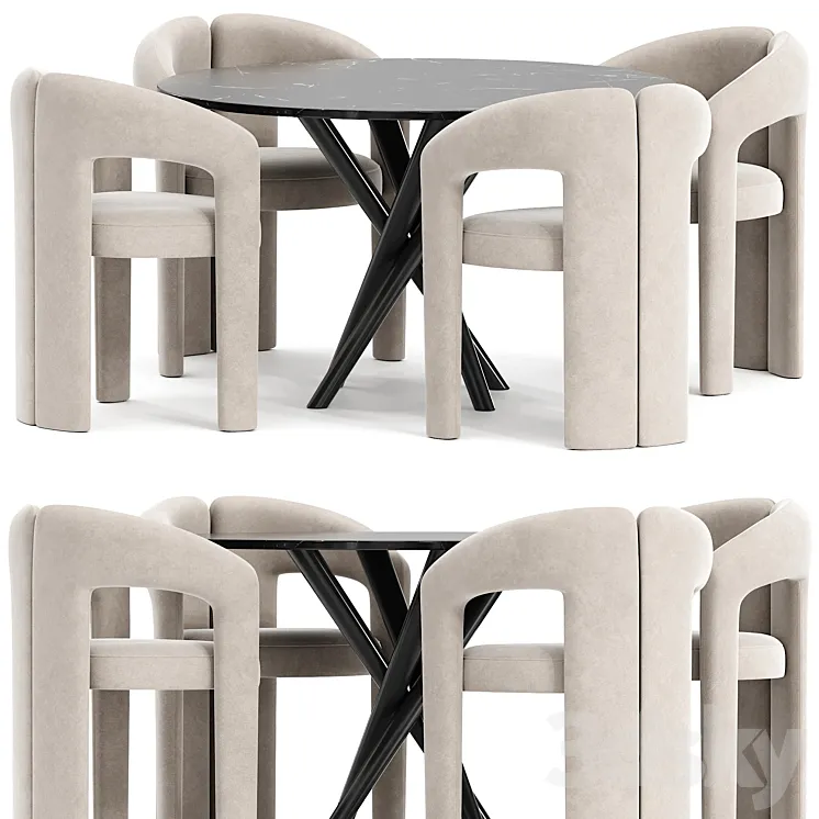 Dudet chair and Baly Marble table 3DS Max Model